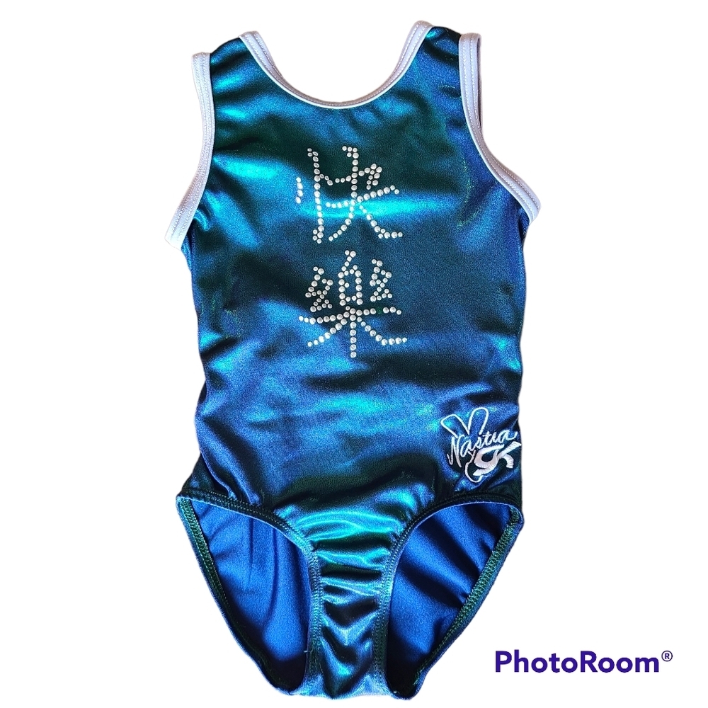 Nastia by GK Turquoise Iridescent Gymnastics Leotard – Child Medium (CM)